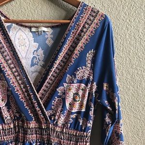 Multi colored v neck maxi dress